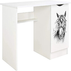 Leomark Bureau blanc avec étagère ROMA - Cheval