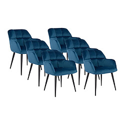 Lot de 6 chaises avec accoudoirs - Velours et métal - Bleu - PEGA de PASCAL MORABITO