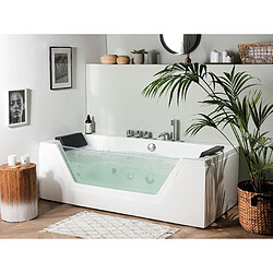 Beliani Baignoire balnéo blanche 153 x 71 cm avec LED SAMANA