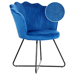 Beliani Fauteuil Velours Bleu marine LOVELOCK