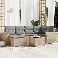 Maison Chic Salon de jardin avec coussins 7 pcs | Ensemble de Table et chaises | Mobilier d'Extérieur beige résine tressée -GKD37251