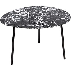 LEITMOTIV Table basse en métal imitation marbre Ovoid 58 x 51 cm noir.