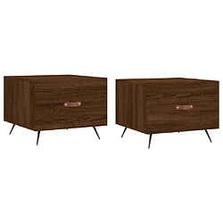 vidaXL Tables basses 2 pcs chêne marron 50x50x40 cm bois d'ingénierie