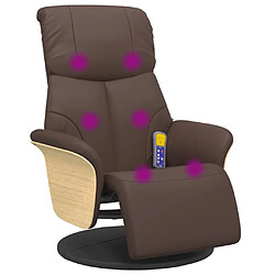 vidaXL Fauteuil inclinable de massage repose-pieds marron similicuir