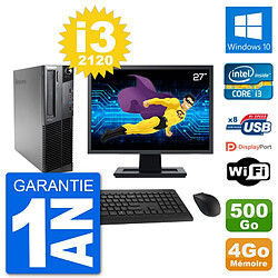 PC Lenovo M92p SFF Ecran 27" Intel i3-2120 RAM 4Go Disque 500Go Windows 10 Wifi · Occasion 