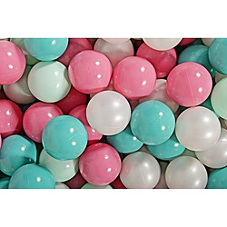 MeowBaby Jeu de Balles en Plastique, 200 Balles: Menthe/Rose Clair/Turquoise/Blanc Perle 