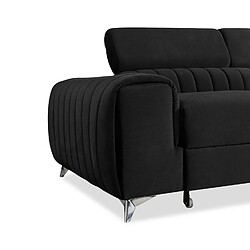 Canapé d'angle droit convertible Isaac Velours Noir pas cher