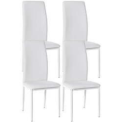 Decoshop26 Lot de 4 chaises de salle à manger design simple en synthétique blanc cadre en métal noir CDS10401 