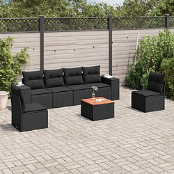 Maison Chic Salon de jardin 7 pcs avec coussins | Ensemble de Table et chaises | Mobilier d'Extérieur noir résine tressée -GKD76352