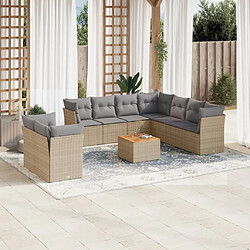 Maison Chic Salon de jardin avec coussins 10 pcs | Ensemble de Table et chaises | Mobilier d'Extérieur beige résine tressée -GKD95882