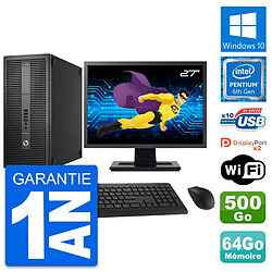 PC Tour HP 800 G2 Ecran 27" Intel G4400 RAM 64Go Disque 500Go Windows 10 Wifi - Occasion