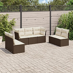 Maison Chic Salon de jardin avec coussins 7 pcs, Ensemble Tables et chaises de jardin, marron résine tressée -GKD598089