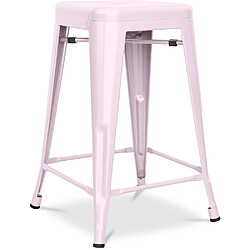 ICONIK INTERIOR Tabouret de bar - Design industriel - Acier mat - 60cm - Nouvelle édition - Stylix Rose pâle 