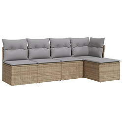 vidaXL Salon de jardin avec coussins 5 pcs beige résine tressée