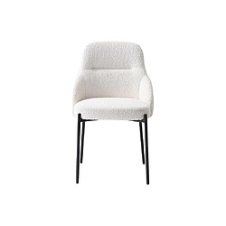 Avis Vente-Unique Lot de 2 chaises en tissu bouclette et métal noir - Blanc - LIAMONA