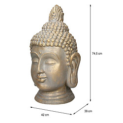 Ecd Germany Statue tête de Bouddha 74,5 cm aspect bronze en polyrésine Yoga Feng-Shui Reiki pas cher