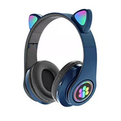 GUPBOO Casque d'écoute sans fil avec oreille de chat mignon avec lumière flash et micro avec lumière LED pour filles