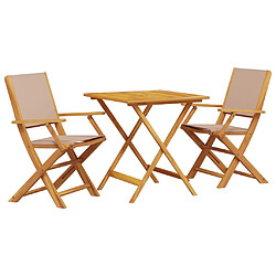 vidaXL Ensemble de bistro 3 pcs taupe tissu et bois massif