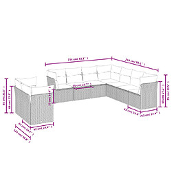 Avis vidaXL Salon de jardin avec coussins 9 pcs beige résine tressée