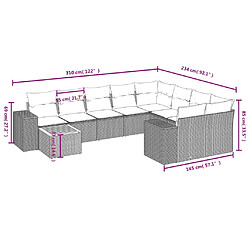 Acheter vidaXL Salon de jardin 10 pcs avec coussins noir résine tressée