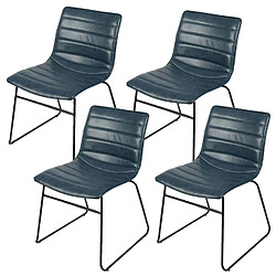 Toilinux Lot de 4 Chaises design industriel Brooklyn - Bleu Toilinux - Lot de 4 Chaises design industriel Brooklyn - Bleu - Industriel