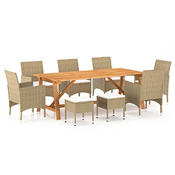 Maison Chic Ensemble de salle à manger de jardin 9 pcs,Table et chaises d'extérieur Beige -GKD405624