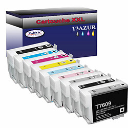 T3Azur 9x Epson T76XL -Compatible Lot de 9 Cartouches Compatibles pour Epson T7601/ T7602/ T7603/ T7604/ T7605/ T7606/ T7607/ T7608/ T7609 - T3AZUR