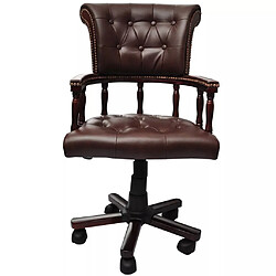 Helloshop26 Fauteuil chaise chaise de bureau en cuir mélangé marron 0502056 