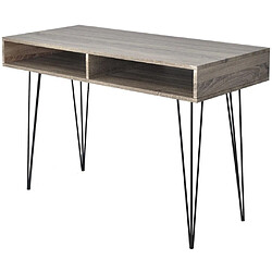 Helloshop26 Bureau table meuble travail informatique avec 2 compartiments gris 0502061/2 