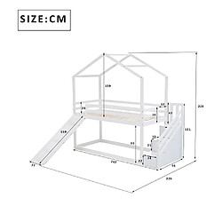 Avis Sweiko Lit superposé avec toboggan et échelle de rangement cadre de 90 x 200 cm Lit cabane Blanc