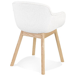 Acheter Alterego Chaise avec accoudoirs 'MOUTOU' en tissu mouton blanc et pieds en bois naturel