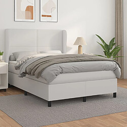 vidaXL Sommier à lattes de lit avec matelas Blanc 140x190cm Similicuir 