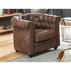 Vente-Unique Fauteuil CHESTERFIELD en microfibre aspect cuir vieilli