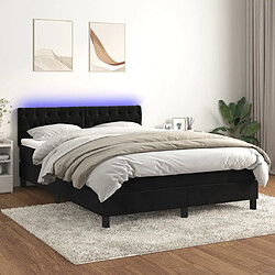 vidaXL Sommier à lattes de lit avec matelas et LED Noir 140x190 cm