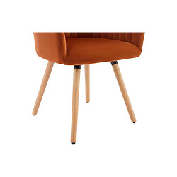 Vente-Unique Chaise avec accoudoirs en velours et métal effet bois - Terracotta - ELEANA pas cher