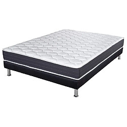 Ebac Matelas ressort + Sommier SR9 Deco 160x200 Record - H. 20 cm - Soutien ferme 