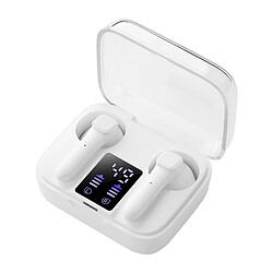 Chrono Écouteurs sans fil, écouteurs sans fil Bluetooth 5.0 avec micro antibruit, écouteurs stéréo sans fil 3D HiFi avec affichage de basses/LED immersives, pour iPhone et Android(Blanc) 