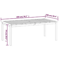 vidaXL Table de jardin 200x100x74 cm Bois d'acacia solide pas cher