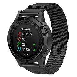 Wewoo Bracelet pour montre connectée Garmin Fenix 5 Milan Metal en acier inoxydable métaltaille 26 mm noir 