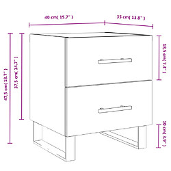 vidaXL Tables de chevet 2 pcs blanc brillant 40x35x47,5 cm pas cher