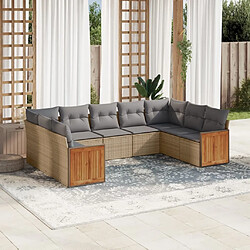 Maison Chic Salon de jardin avec coussins 9 pcs, Ensemble Tables et chaises de jardin, beige résine tressée -GKD721281