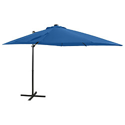 Maison Chic Parasol Jardin | Parasol déporté avec mat et lumières LED Bleu azur 250 cm - GKD62942