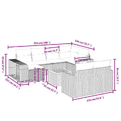 Avis vidaXL Salon de jardin 11 pcs avec coussins gris résine tressée