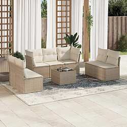 Maison Chic Salon de jardin avec coussins 8 pcs | Ensemble de Table et chaises | Mobilier d'Extérieur beige résine tressée -GKD15456