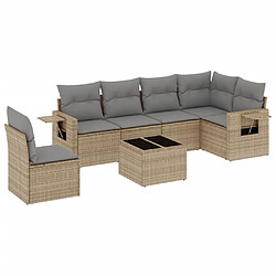 vidaXL Salon de jardin avec coussins 7 pcs beige résine tressée