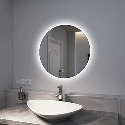 EMKE Miroir de salle de bain rond LED avec rétro-éclairage sans cadre Interrupteur tactile - Diamètre 60cm | Lumière Blanche Froide 