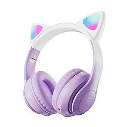 General Casque de jeu pour casque d'oreille de chat Son surround, réduction intelligente du bruit, micro intégré, micro antibruit rétractable, son stéréo, couvre-visage à faire soi-même.(Violet)