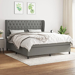 vidaXL Sommier à lattes de lit avec matelas Gris foncé 160x200cm Tissu