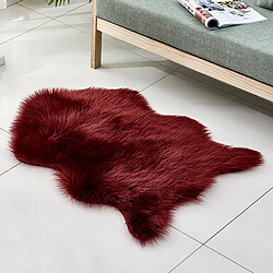 LUUCOZK Tapis Moelleux en Fausse Fourrure Tapis Shaggy pour Chambre à Coucher Salon-Alien Vin Rouge-40x60cm