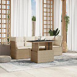 vidaXL Salon de jardin avec coussins 5 pcs beige résine tressée 